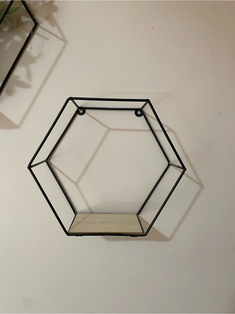 3 Black Hexagon Metal Wall Shelves-Modern Wall Decor.  Plants NOT included